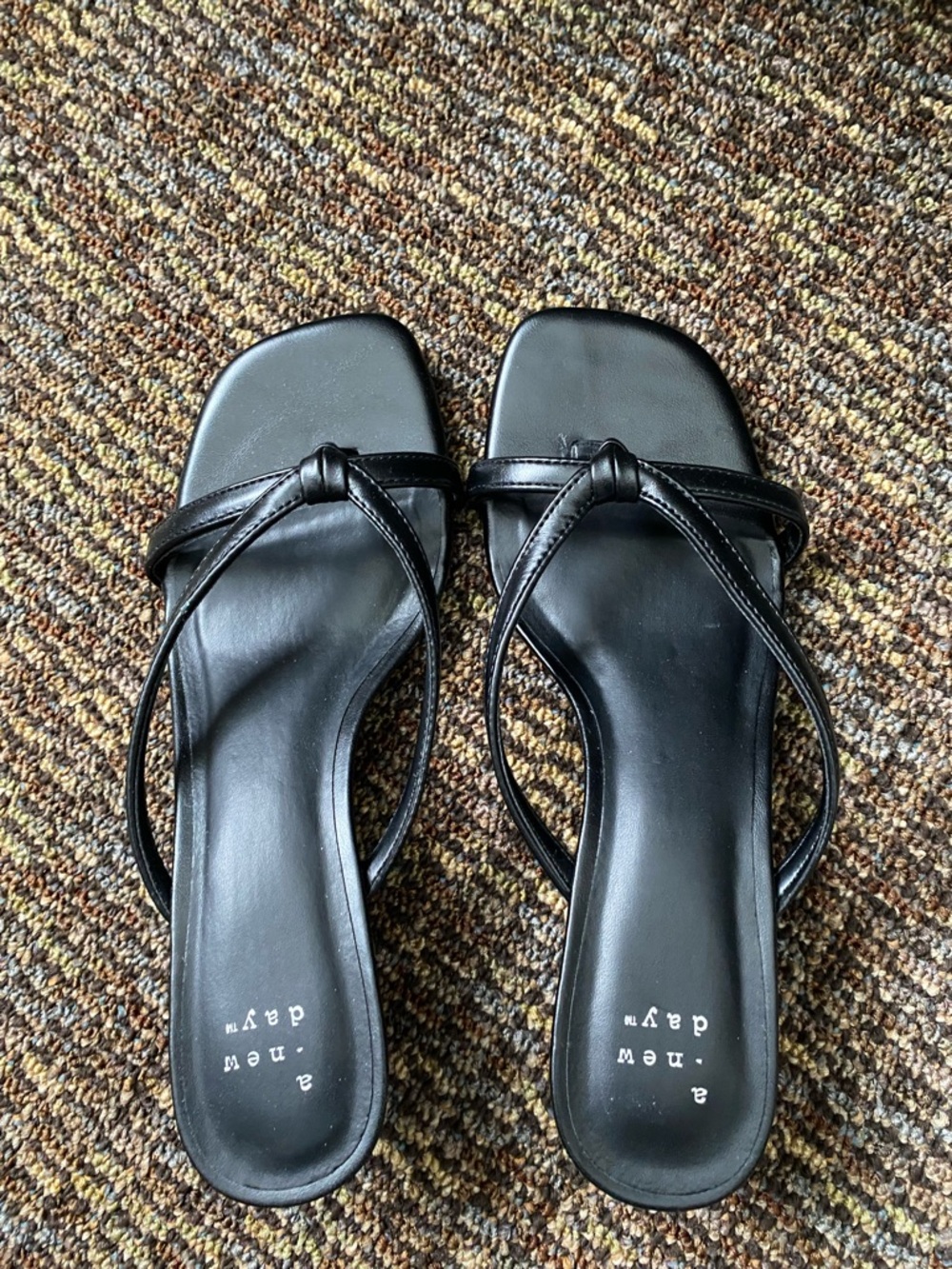 a new day Black Knotted Strappy Square-Toe Slide Sandals